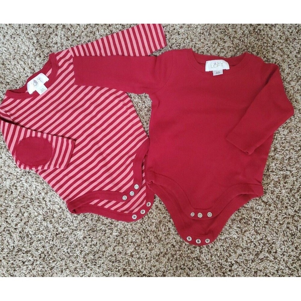 lot of 2 6 -12 mo Anne Taylor Loft long sleeve one piece tops
